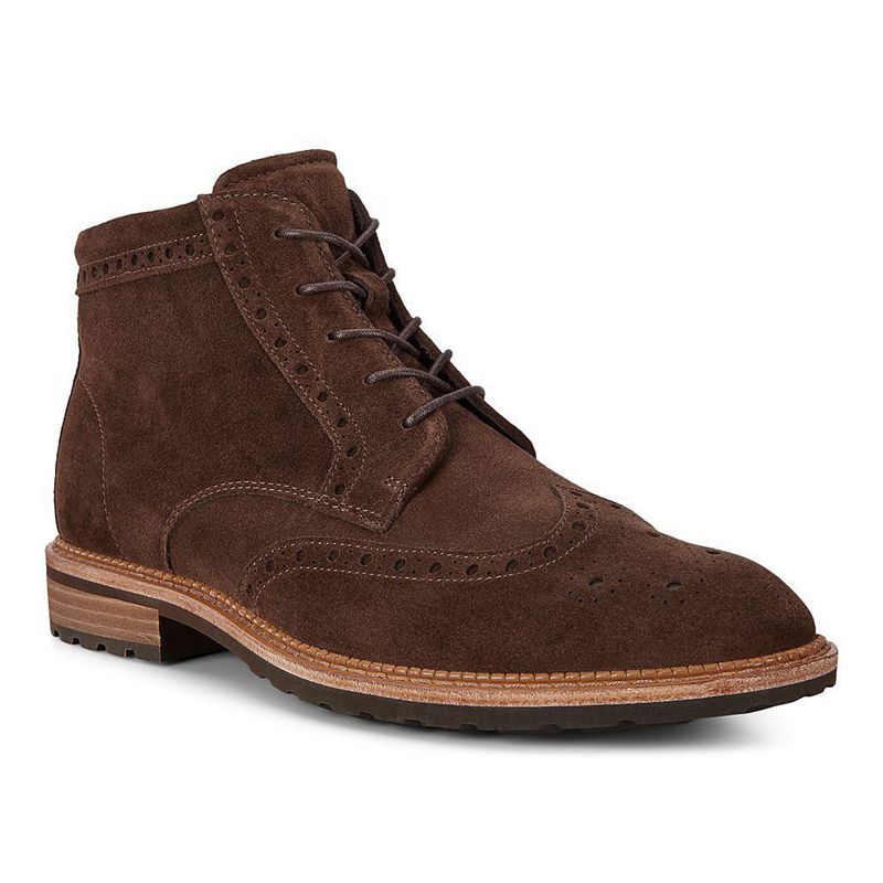 Men Boots Ecco Vitrus I - Brogue Shoe Brown - India MYWTOD495